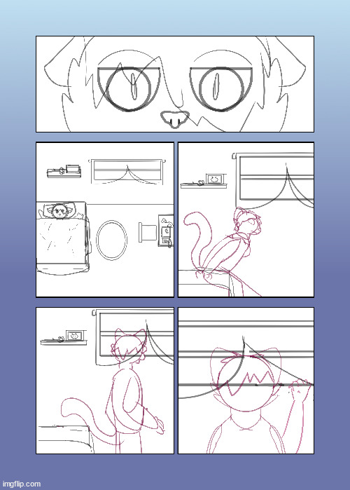 i sketched out this little comic page to practice | image tagged in furry,art,drawings,comics,cats | made w/ Imgflip meme maker