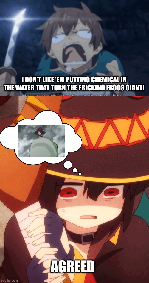 nobody’s going to get this joke i guess | I DON’T LIKE ‘EM PUTTING CHEMICAL IN THE WATER THAT TURN THE FRICKING FROGS GIANT! AGREED | image tagged in alex jones,placeboing,dont ask how kazuma and i know about american politics | made w/ Imgflip meme maker