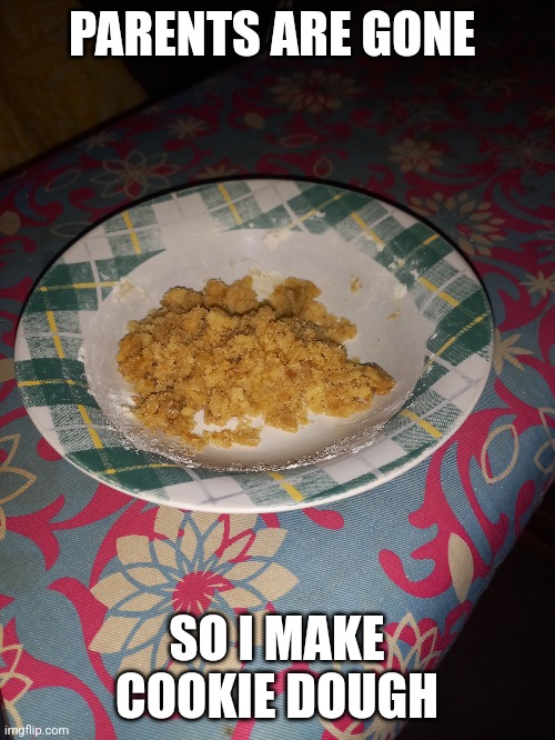 PARENTS ARE GONE; SO I MAKE COOKIE DOUGH | made w/ Imgflip meme maker