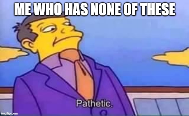 skinner pathetic | ME WHO HAS NONE OF THESE | image tagged in skinner pathetic | made w/ Imgflip meme maker