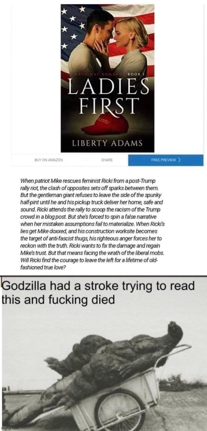 I mean… recognizing that these stories are to be filed in the “fantasy” section is a good start | image tagged in maga fantasy lit,godzilla,maga,fantasy,literature,cringe | made w/ Imgflip meme maker