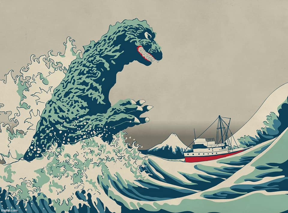I am here to catch this boat | image tagged in godzilla | made w/ Imgflip meme maker