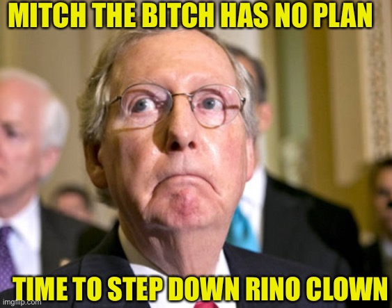Mitch the bitch is a double agent | MITCH THE BITCH HAS NO PLAN; TIME TO STEP DOWN RINO CLOWN | image tagged in mitch mcconnell,buh bye,time to retire,china owns him too,mitch the bitch | made w/ Imgflip meme maker