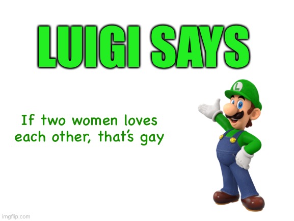 Blank White Template | LUIGI SAYS; If two women loves each other, that’s gay | image tagged in blank white template | made w/ Imgflip meme maker