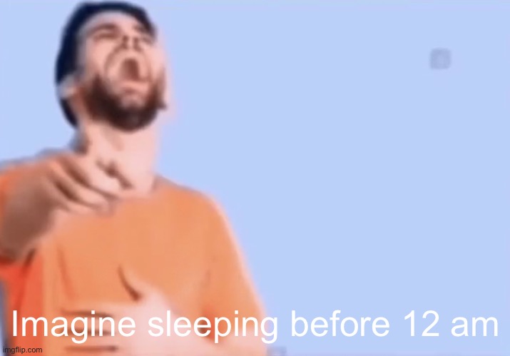 Pointing and laughing | Imagine sleeping before 12 am | image tagged in pointing and laughing | made w/ Imgflip meme maker