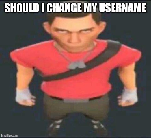I’m thinking Cryogen_Gaming or something like that | SHOULD I CHANGE MY USERNAME | image tagged in scout but i saved it so i don t forget | made w/ Imgflip meme maker