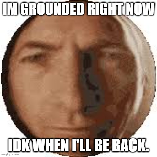 all i did was sneak on my ipad just to check the time and now i'm grounded | IM GROUNDED RIGHT NOW; IDK WHEN I'LL BE BACK. | image tagged in ball goodman | made w/ Imgflip meme maker