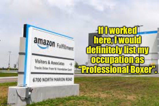 Boxer | If I worked here, I would definitely list my occupation as “Professional Boxer”. | image tagged in amazon | made w/ Imgflip meme maker