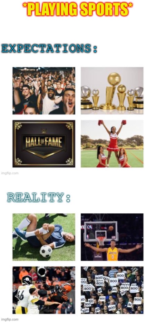 It do be like that. | image tagged in sports,memes,expectation vs reality | made w/ Imgflip meme maker