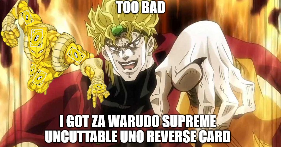 Giorno uses Uno Reverse Card 