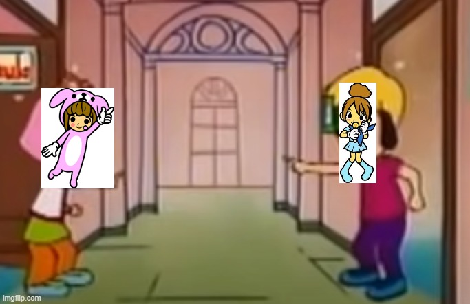 how are these the same character | image tagged in matt and paula pointing at each other,rhythm heaven | made w/ Imgflip meme maker