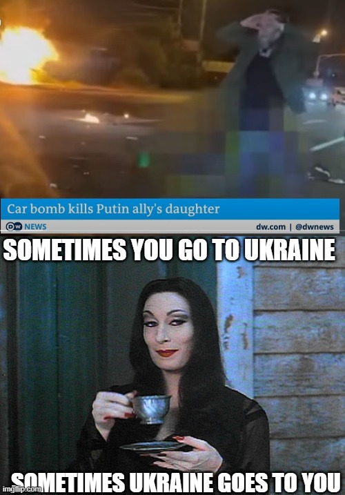 A small part of me wants to feel sympathy for him. but.. that would be wrong. | SOMETIMES YOU GO TO UKRAINE; SOMETIMES UKRAINE GOES TO YOU | image tagged in better than karma,ukraine,ukrainian lives matter,oops,memes,politics | made w/ Imgflip meme maker