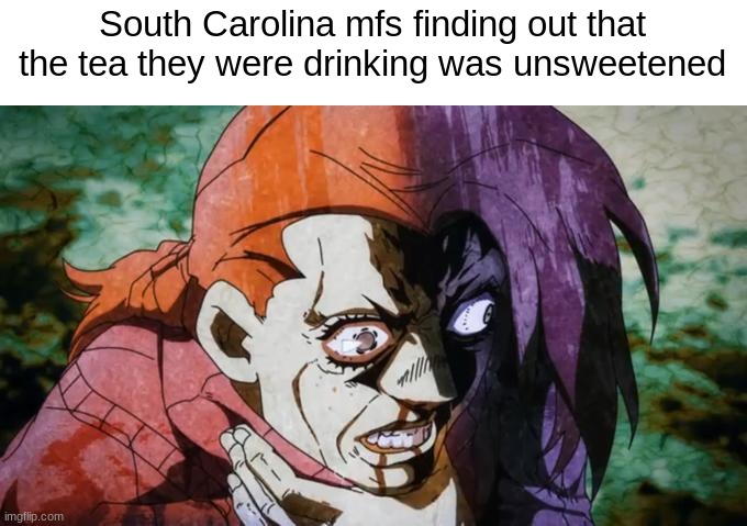 People drink a lot of tea here. | South Carolina mfs finding out that the tea they were drinking was unsweetened | image tagged in doppio chocking,memes,unfunny | made w/ Imgflip meme maker
