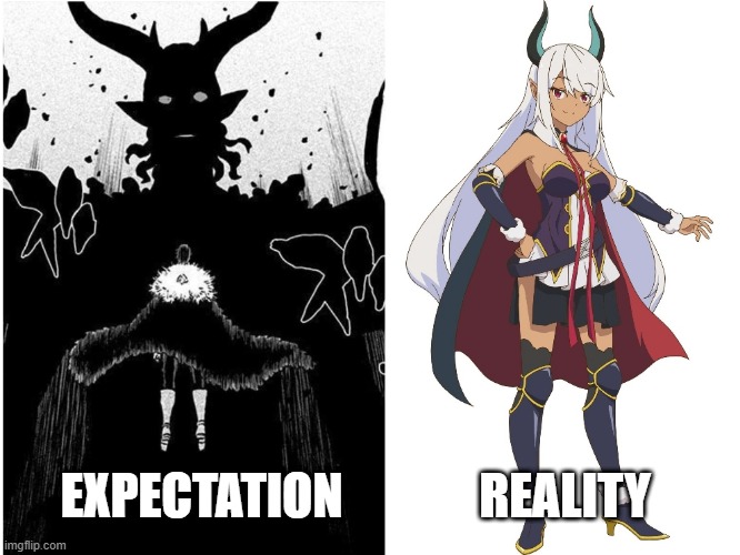 Beelzebub | REALITY; EXPECTATION | image tagged in black clover | made w/ Imgflip meme maker