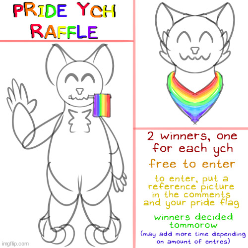 prideful fur ych raffles! all species, free to enter, see image for more info | image tagged in furry,art,gay pride,pride,free stuff | made w/ Imgflip meme maker