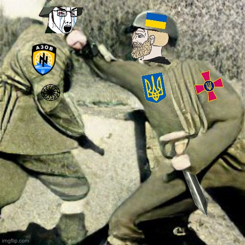 ukrainian patriot chad punches azov nazi | made w/ Imgflip meme maker