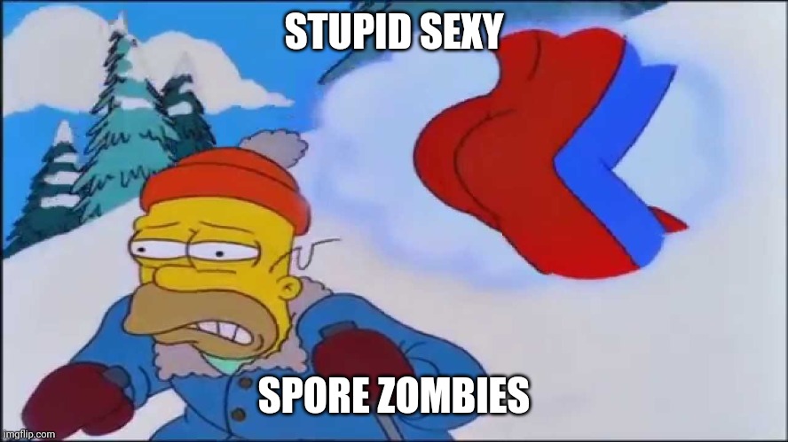 stupid sexy flanders full | STUPID SEXY; SPORE ZOMBIES | image tagged in stupid sexy flanders full | made w/ Imgflip meme maker