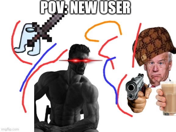 Bababoi | POV: NEW USER | image tagged in blank white template | made w/ Imgflip meme maker