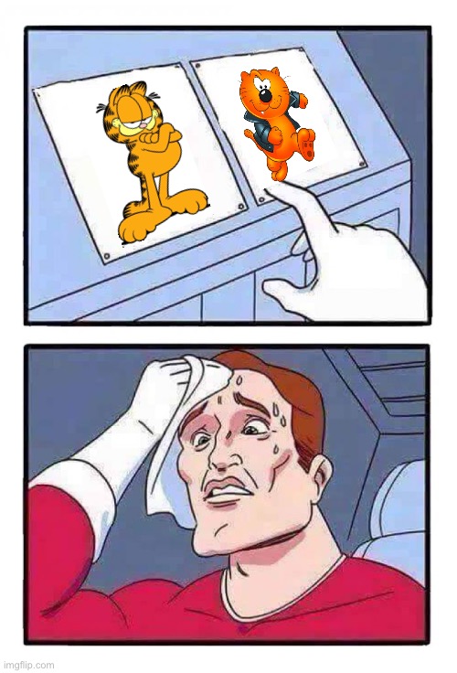 Garfield or Heathcliff? | image tagged in this or that,heathcliff,garfield,cats,choose | made w/ Imgflip meme maker