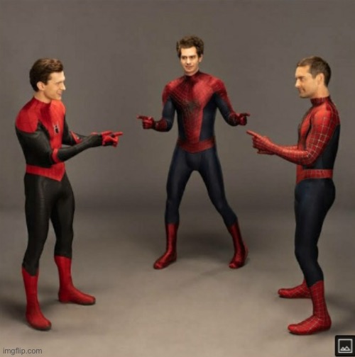 Three spider men | image tagged in three spider men | made w/ Imgflip meme maker