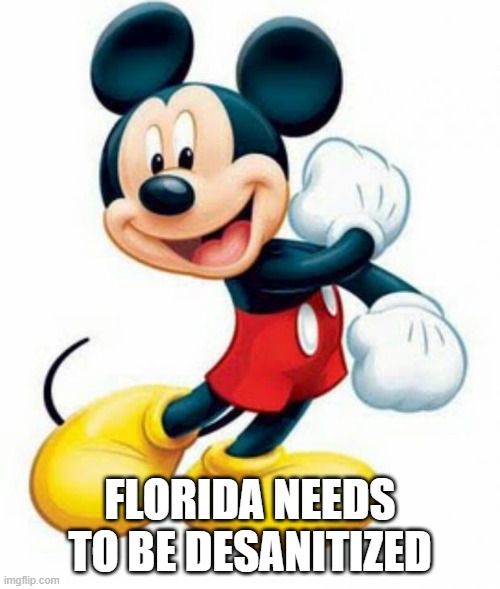 mickey mouse  | FLORIDA NEEDS TO BE DESANITIZED | image tagged in mickey mouse | made w/ Imgflip meme maker