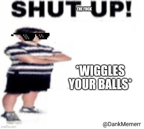 ? | THE FUCK; *WIGGLES YOUR BALLS* | image tagged in shut up greg heffley | made w/ Imgflip meme maker