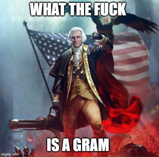 George Washington Eagle | WHAT THE FUCK IS A GRAM | image tagged in george washington eagle | made w/ Imgflip meme maker