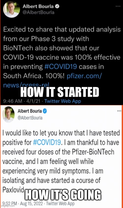 100% BESTEST SAFESTEST EVER | HOW IT STARTED; HOW IT’S GOING | image tagged in covid-19,covid vaccine,fraud | made w/ Imgflip meme maker