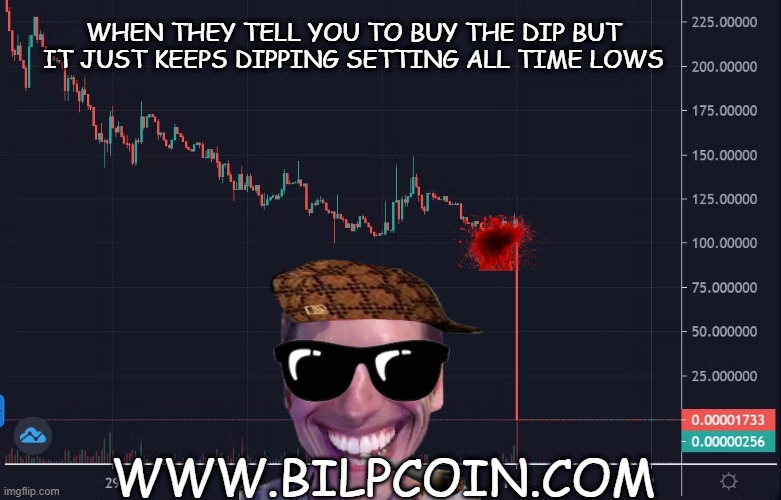WHEN THEY TELL YOU TO BUY THE DIP BUT IT JUST KEEPS DIPPING SETTING ALL TIME LOWS; WWW.BILPCOIN.COM | made w/ Imgflip meme maker