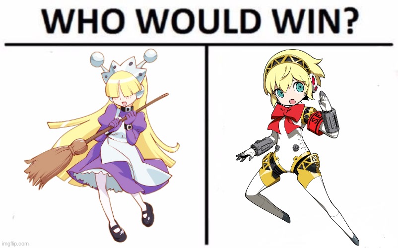 Who y'all got: Tesse or Aigis? | image tagged in memes,who would win,persona 3,waku waku 7,aigis,tesse | made w/ Imgflip meme maker