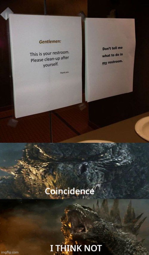 Restroom | image tagged in godzilla 2014 coincidence i think not,restroom,memes,signs,gentlemen,restrooms | made w/ Imgflip meme maker