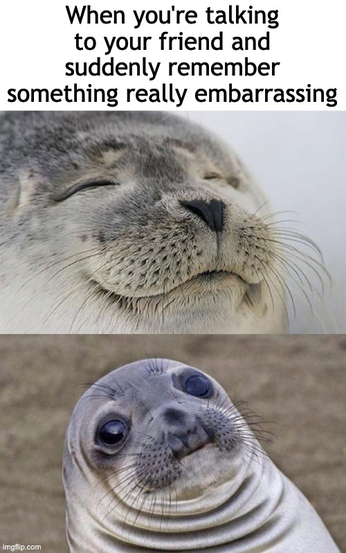 Yes | When you're talking to your friend and suddenly remember something really embarrassing | image tagged in memes,short satisfaction vs truth,relatable,awkward moment sealion | made w/ Imgflip meme maker
