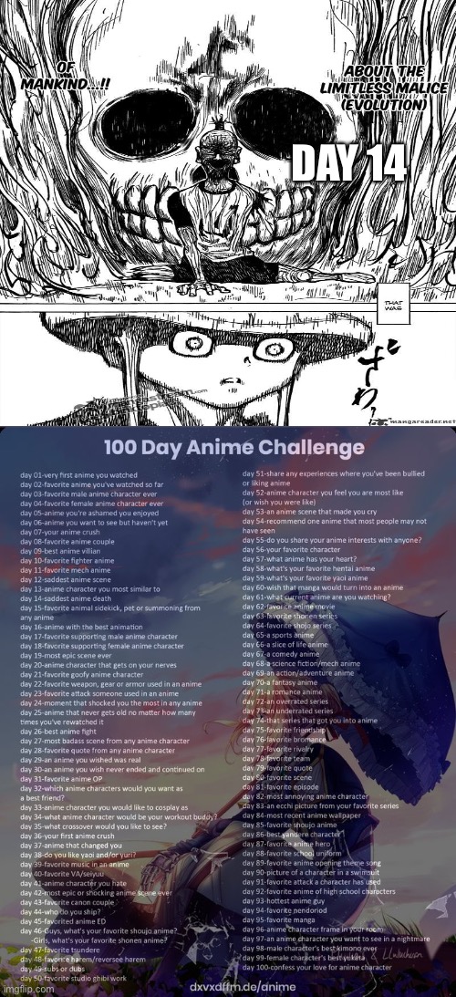 RIP Netero | DAY 14 | image tagged in 100 day anime challenge,hunter x hunter | made w/ Imgflip meme maker