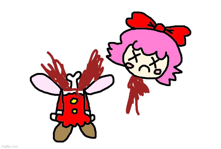 Ribbon got her head cut off | image tagged in ribbon,death,gore,blood,funny,kirby | made w/ Imgflip meme maker