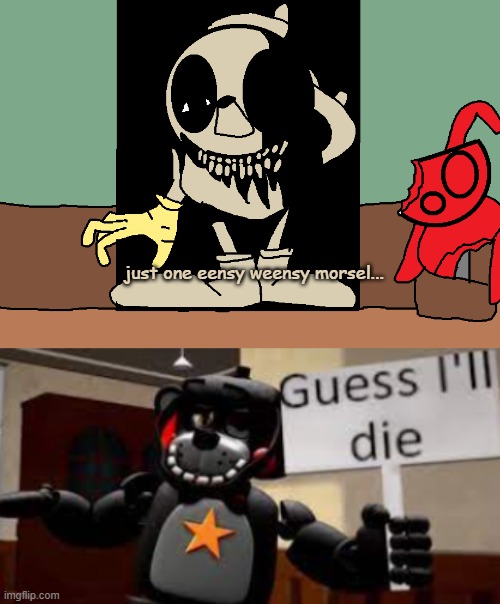 T'was nice knowing you, mod privledge. P.S this sorta happens in the show. | just one eensy weensy morsel... | image tagged in lefty guess ill die,cuphead | made w/ Imgflip meme maker