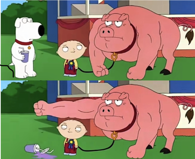 Pig punches Brian Blank Meme Template