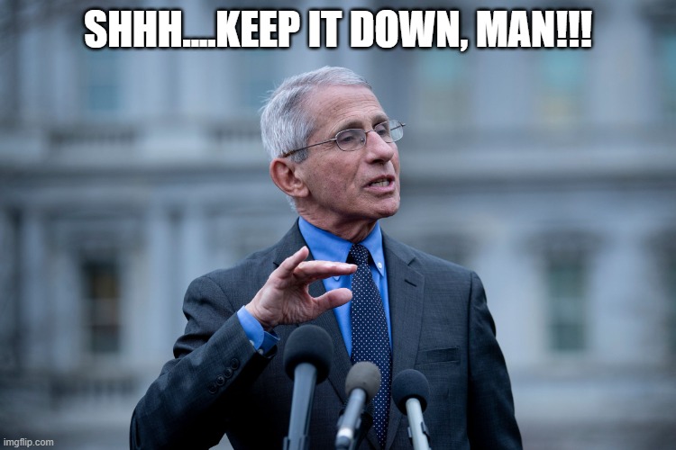 Fauci | SHHH....KEEP IT DOWN, MAN!!! | image tagged in fauci | made w/ Imgflip meme maker