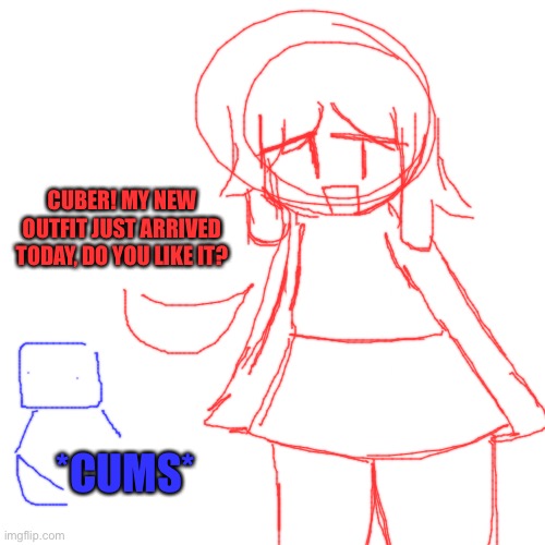 Blank Transparent Square Meme | CUBER! MY NEW OUTFIT JUST ARRIVED TODAY, DO YOU LIKE IT? *CUMS* | image tagged in memes,blank transparent square | made w/ Imgflip meme maker