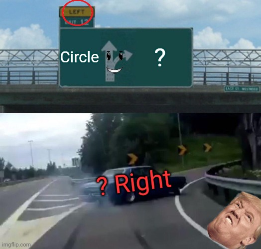 Tes iQ | Circle; ? ? Right | image tagged in memes,left exit 12 off ramp | made w/ Imgflip meme maker