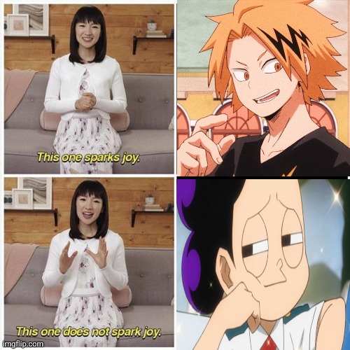 Mineta is a perv denki is not a perv | image tagged in marie kondo spark joy | made w/ Imgflip meme maker