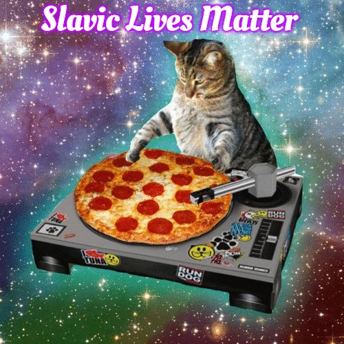 Space Cat Happy Birthday | Slavic Lives Matter | image tagged in space cat happy birthday,slavic,cat | made w/ Imgflip meme maker