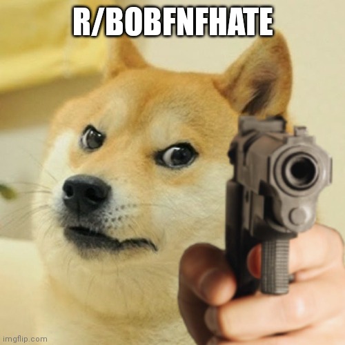 Doge holding a gun | R/BOBFNFHATE | image tagged in doge holding a gun | made w/ Imgflip meme maker