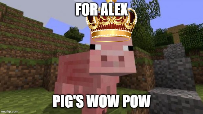 For Alex | FOR ALEX; PIG'S WOW POW | image tagged in minecraft pig,wow pow,so long nerds | made w/ Imgflip meme maker