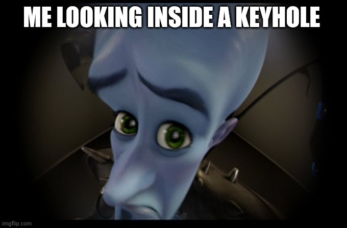 Keyhole | ME LOOKING INSIDE A KEYHOLE | image tagged in megamind peeking | made w/ Imgflip meme maker