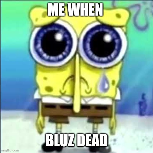 Sad Spongebob | ME WHEN BLUZ DEAD | image tagged in sad spongebob | made w/ Imgflip meme maker