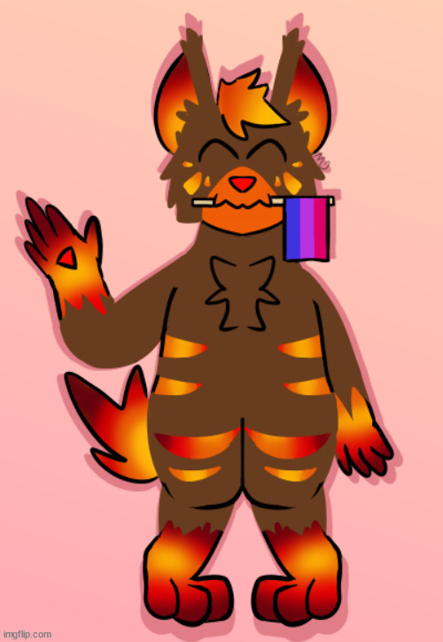 first of the pride raffle art (my art, .Magma.'s character) | image tagged in furry,art,drawings,cats,pride | made w/ Imgflip meme maker