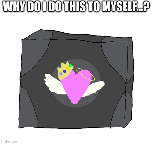 :'D It's Tubbo's companion cube, but Techno! [Proof in comments] | WHY DO I DO THIS TO MYSELF...? | image tagged in pain,technoblade,kleki | made w/ Imgflip meme maker