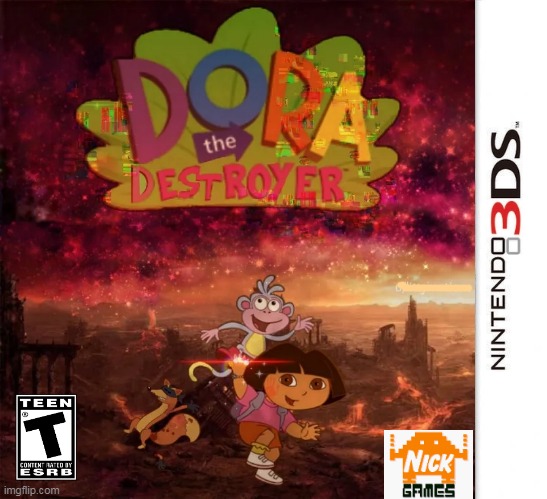 DORA THE DESTROYER | image tagged in 3ds,dora the explorer,thanos | made w/ Imgflip meme maker