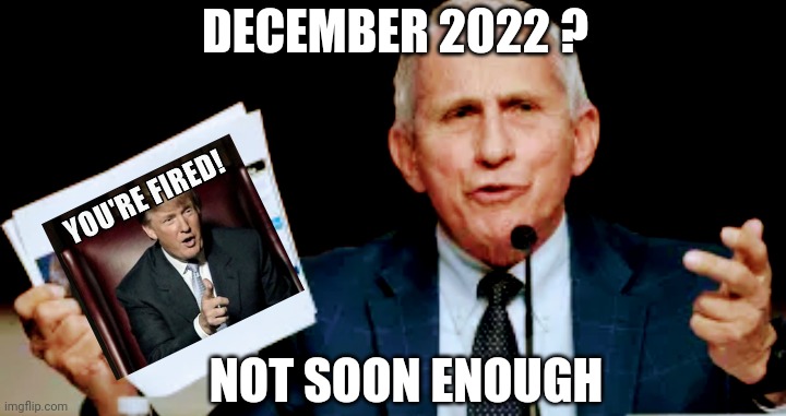 Fire Fauci the Fraud | DECEMBER 2022 ? NOT SOON ENOUGH | image tagged in liberals,leftists,democrats,fauci,china,mask | made w/ Imgflip meme maker