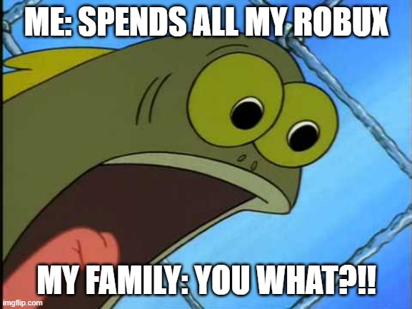 HOW IS THIS SO TRUE | ME: SPENDS ALL MY ROBUX; MY FAMILY: YOU WHAT?!! | image tagged in you what | made w/ Imgflip meme maker